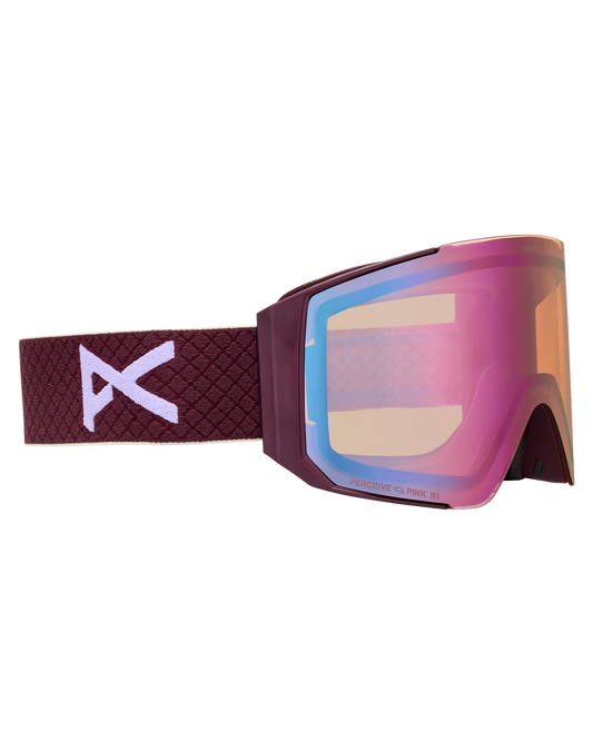 Anon Sync Low Bridge Snow Goggles + Bonus Lens + MFI® Face Mask - Deep Cherry/Perceive Cloudy Pink Unisex Snow Goggles - Trojan Wake Ski Snow