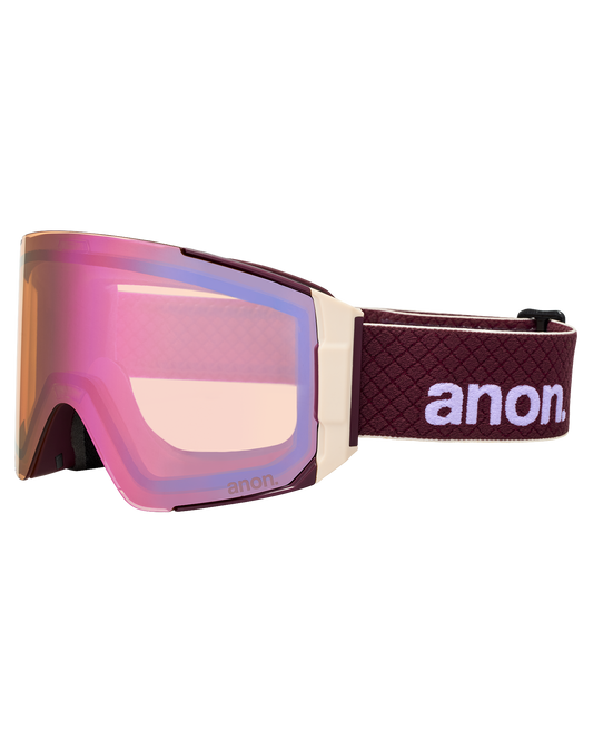 Anon Sync Low Bridge Snow Goggles + Bonus Lens + MFI® Face Mask - Deep Cherry/Perceive Cloudy Pink Unisex Snow Goggles - Trojan Wake Ski Snow