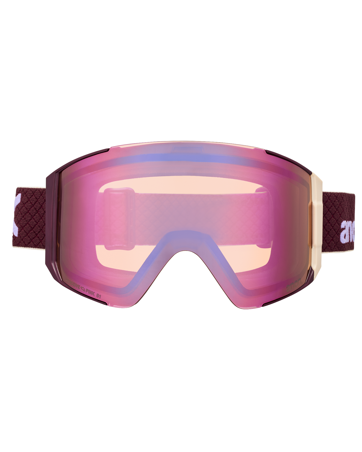 Anon Sync Low Bridge Snow Goggles + Bonus Lens + MFI® Face Mask - Deep Cherry/Perceive Cloudy Pink Unisex Snow Goggles - Trojan Wake Ski Snow