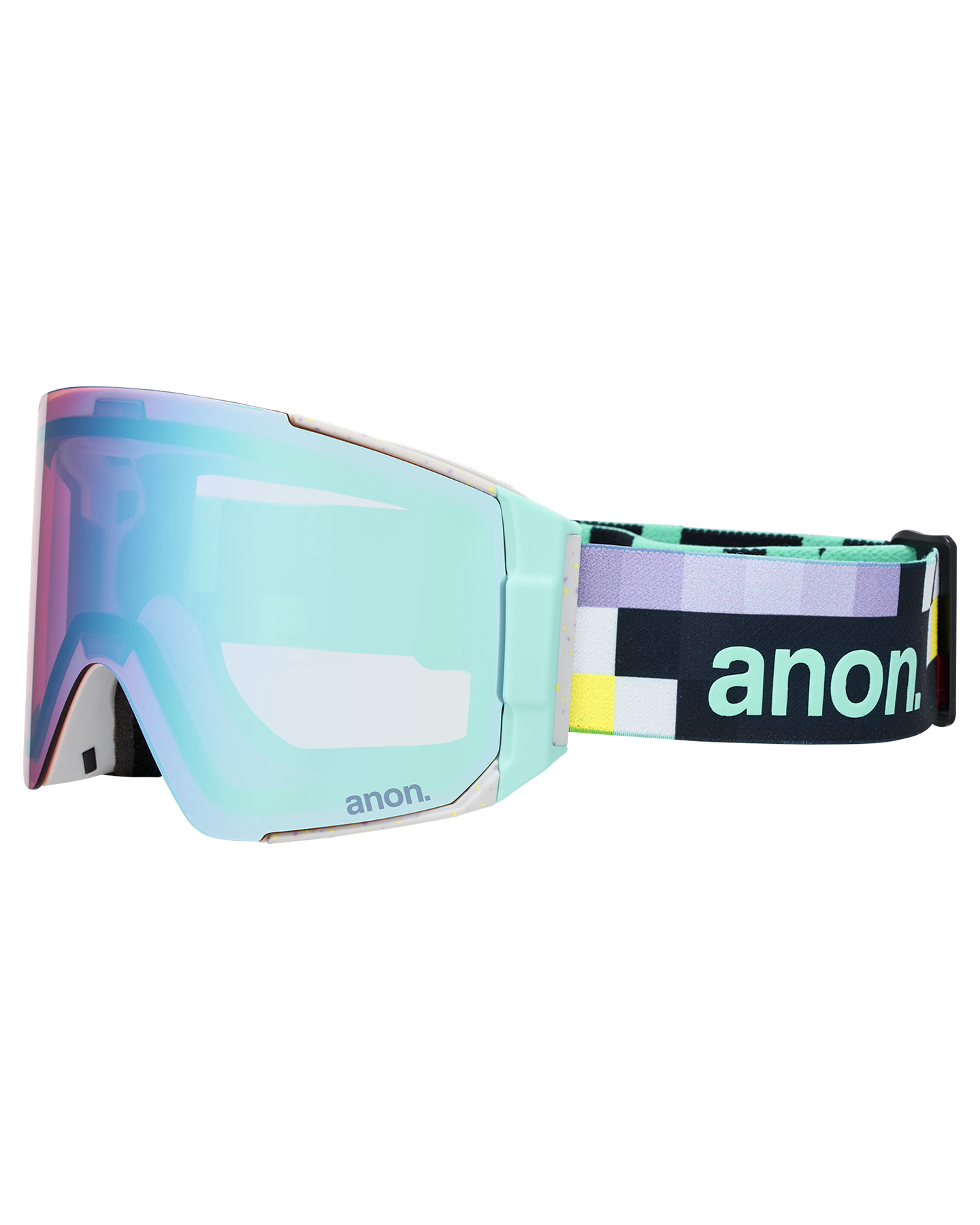 Anon Sync Low Bridge Snow Goggles + Bonus Lens + MFI® Face Mask - Pixel/Perceive Variable Blue Unisex Snow Goggles - Trojan Wake Ski Snow