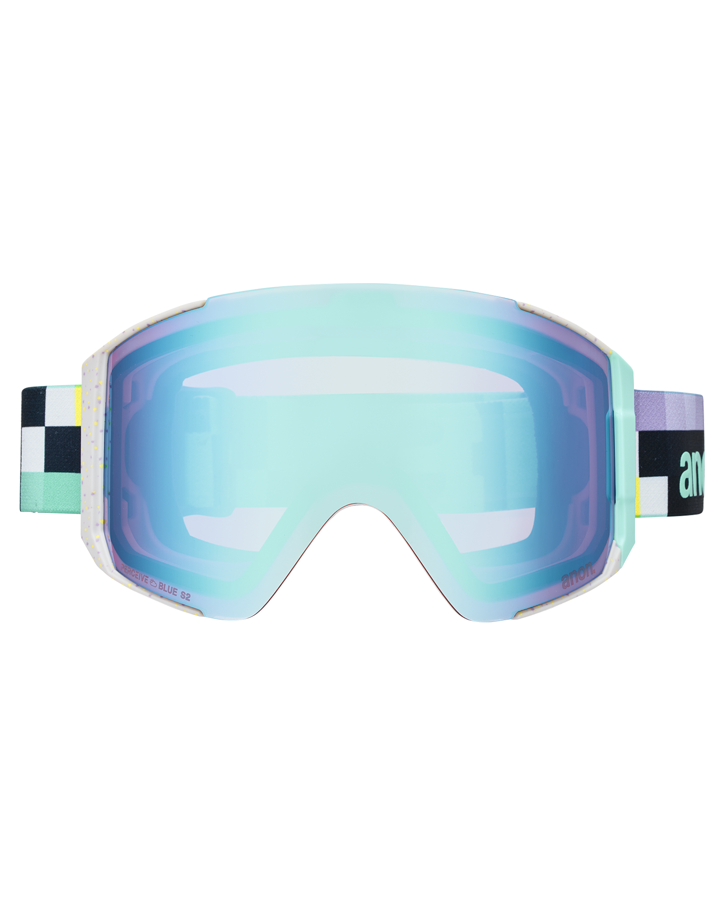 Anon Sync Low Bridge Snow Goggles + Bonus Lens + MFI® Face Mask - Pixel/Perceive Variable Blue Unisex Snow Goggles - Trojan Wake Ski Snow