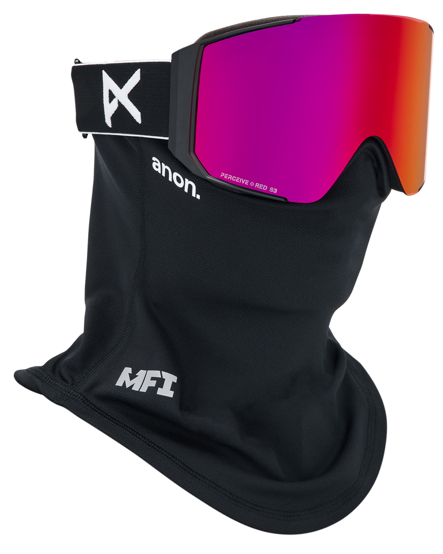 Anon Sync Snow Goggles + Bonus Lens + MFI® Face Mask - Black/Perceive Sunny Red Unisex Snow Goggles - Trojan Wake Ski Snow