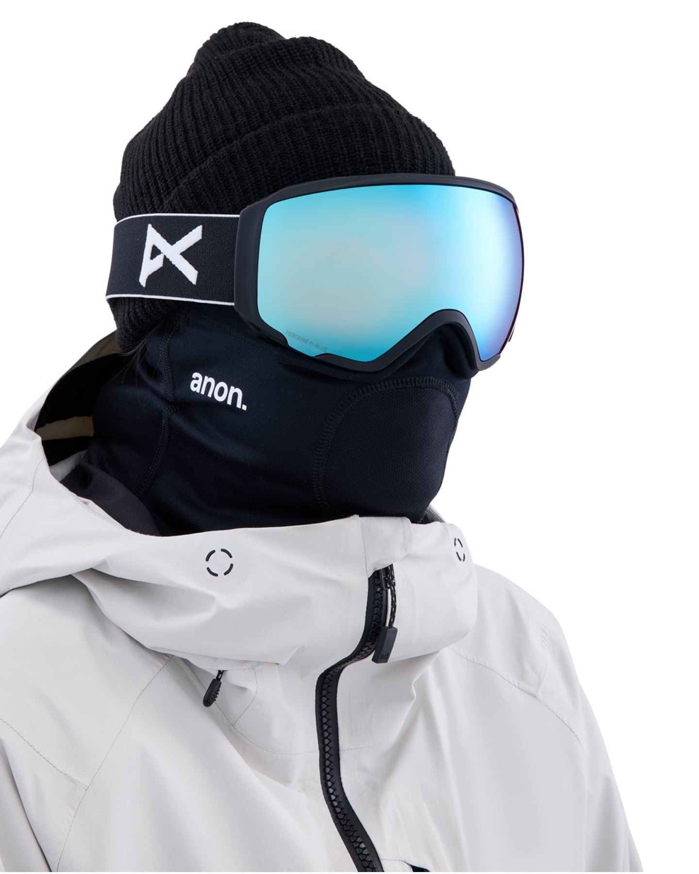 Anon WM1 Low Bridge Fit Snow Goggles + Bonus Lens + MFI - Black / Perceive Variable Blue Women's Snow Goggles - Trojan Wake Ski Snow