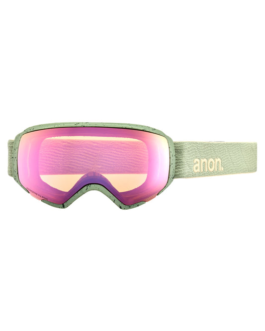 Anon WM1 Low Bridge Fit Snow Goggles + Bonus Lens + MFI - Hedge / Perceive Variable Green Women's Snow Goggles - Trojan Wake Ski Snow