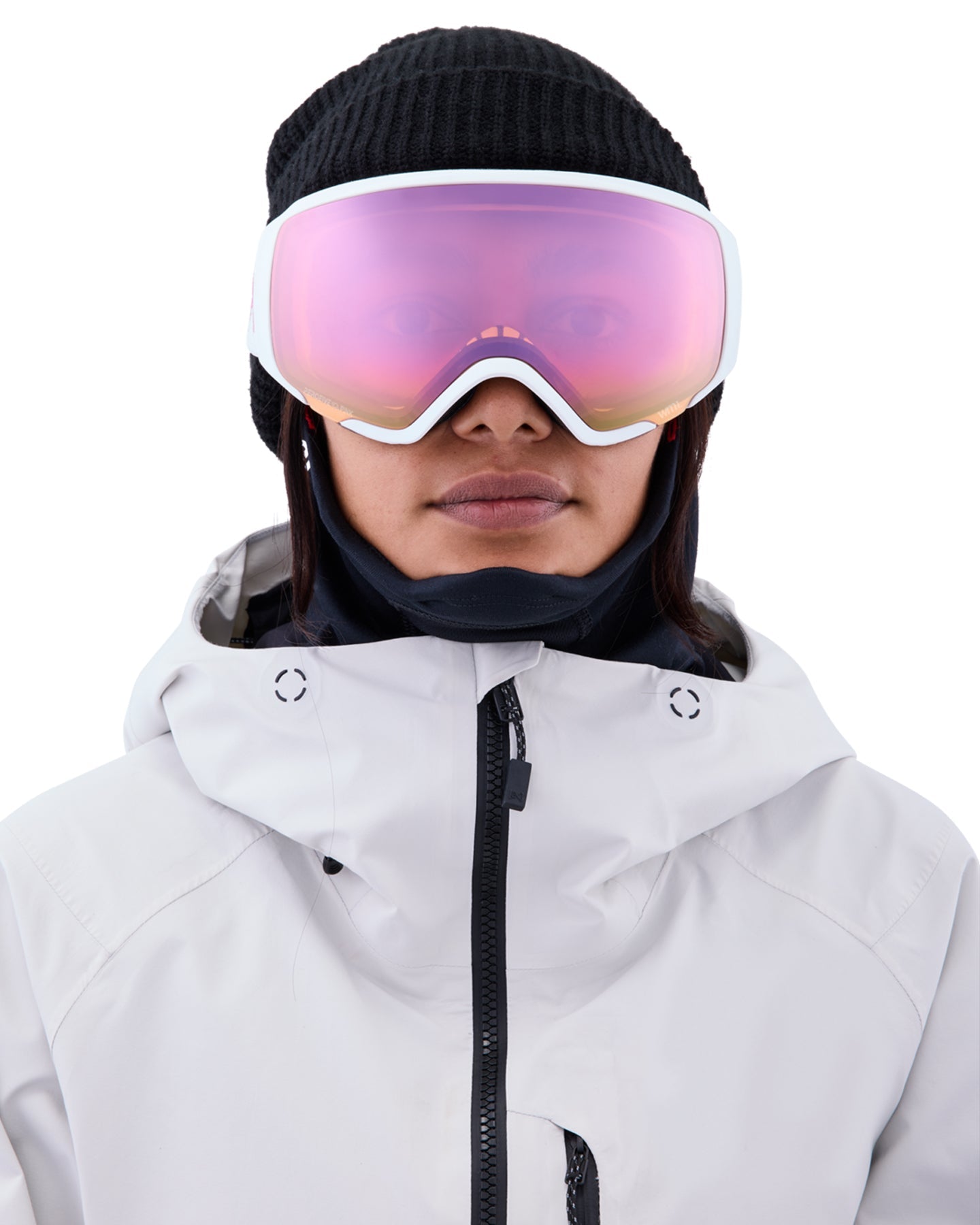 Anon WM1 Low Bridge Fit Snow Goggles + Bonus Lens + MFI - White / Perceive Cloudy Pink Women's Snow Goggles - Trojan Wake Ski Snow