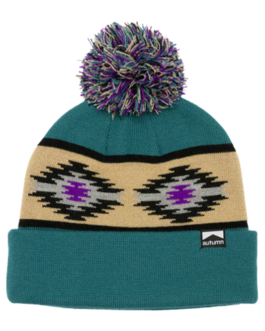 Autumn Blanket Pom Beanie - Teal Unisex Beanies - Trojan Wake Ski Snow