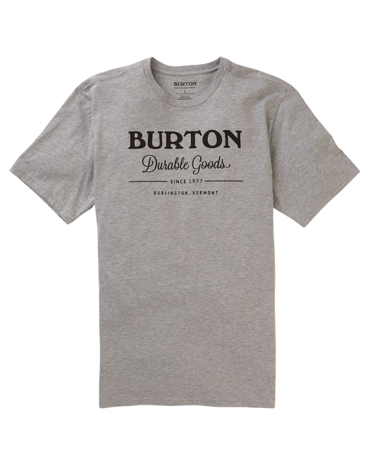Burton Durable Goods Short Sleeve T-Shirt - Gray Heather (M) Unisex S/S Tees - Trojan Wake Ski Snow