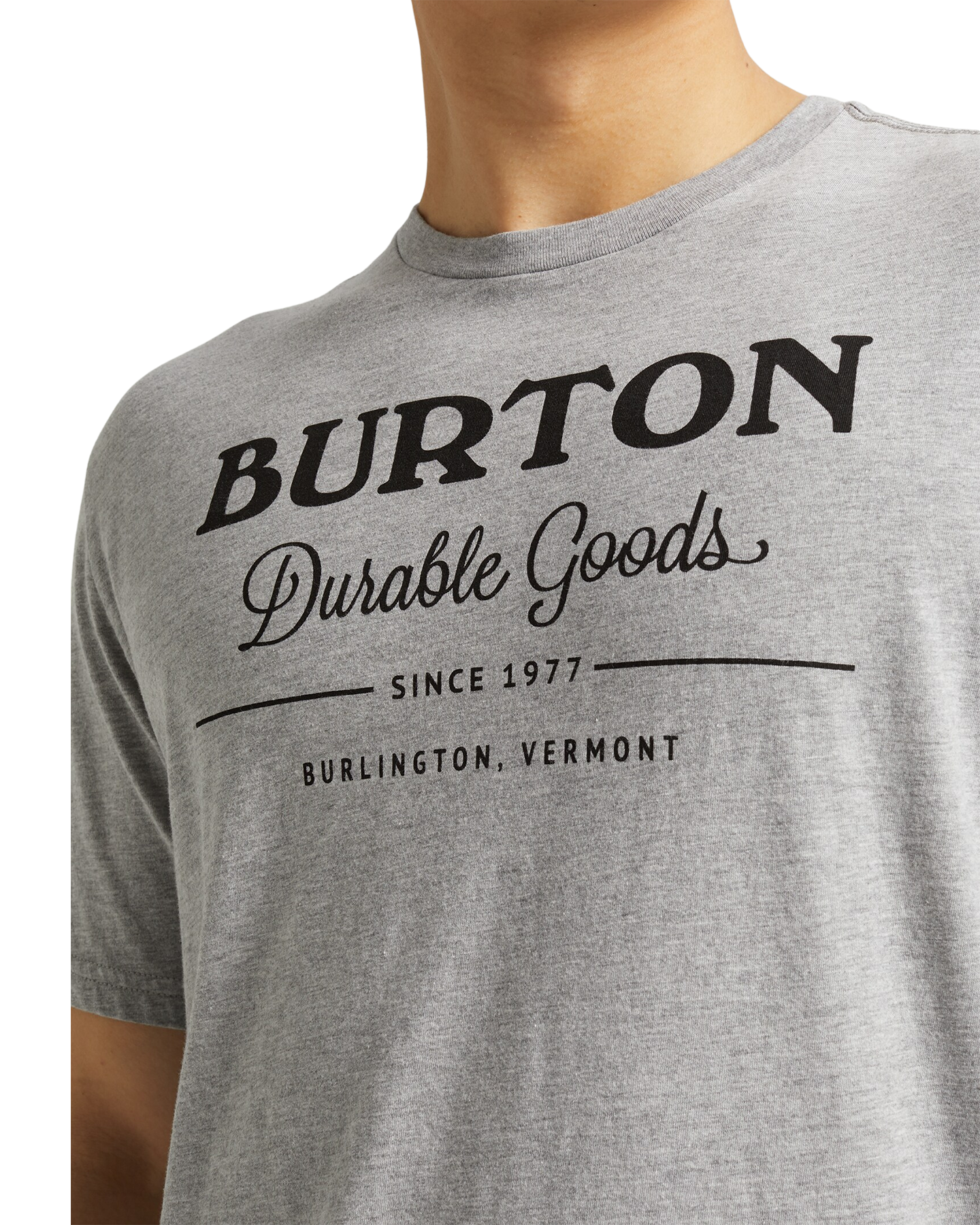 Burton Durable Goods Short Sleeve T-Shirt - Gray Heather (M) Unisex S/S Tees - Trojan Wake Ski Snow