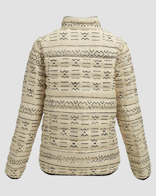 Burton Evergreen Women's Insulated Collar Down Snow Jacket - Canvas Bogolanfini / True Black Women's Jackets - Trojan Wake Ski Snow