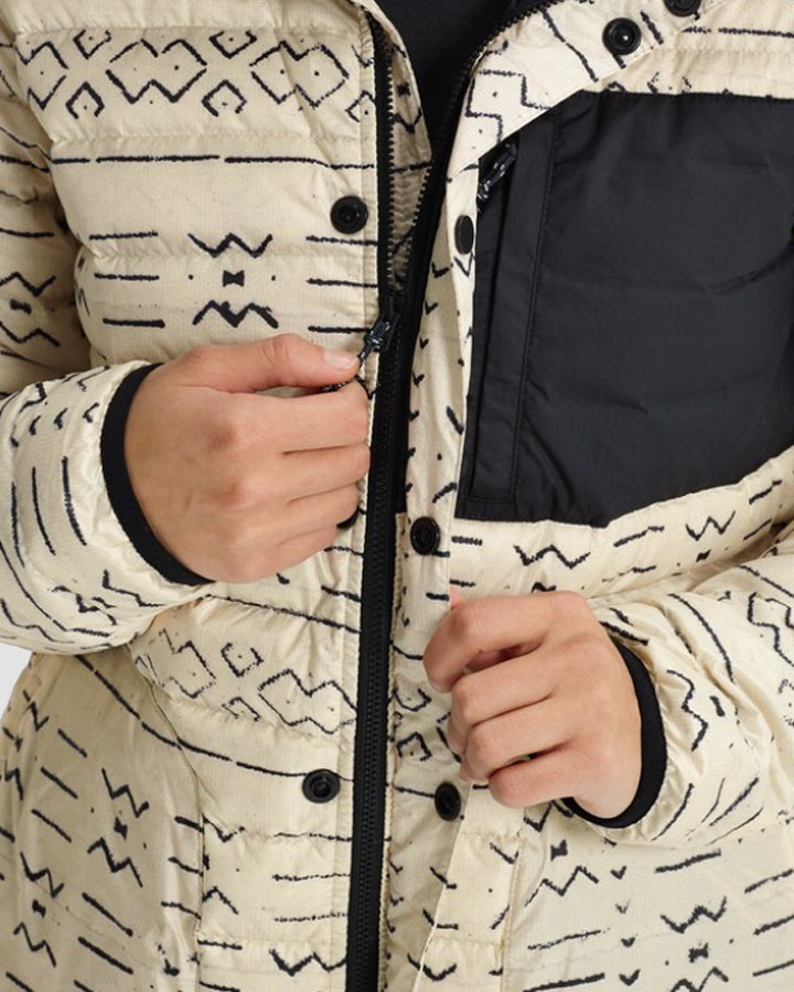 Burton Evergreen Women's Insulated Collar Down Snow Jacket - Canvas Bogolanfini / True Black Women's Jackets - Trojan Wake Ski Snow