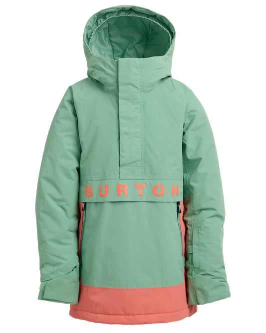 Burton Kids' Frostner 2L Anorak Snow Jacket - Soft Sage/Peach Echo Kids' Snow Jackets - Trojan Wake Ski Snow