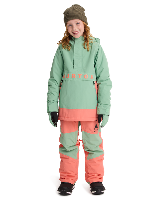 Burton Kids' Frostner 2L Anorak Snow Jacket - Soft Sage/Peach Echo Kids' Snow Jackets - Trojan Wake Ski Snow