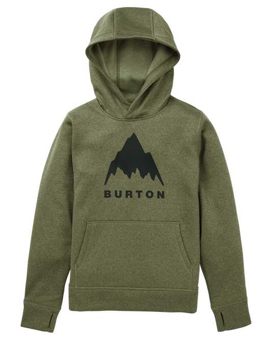 Burton Kids' Oak Pullover Hoodie - Forest Moss Heather Kids' Hoodies - Trojan Wake Ski Snow