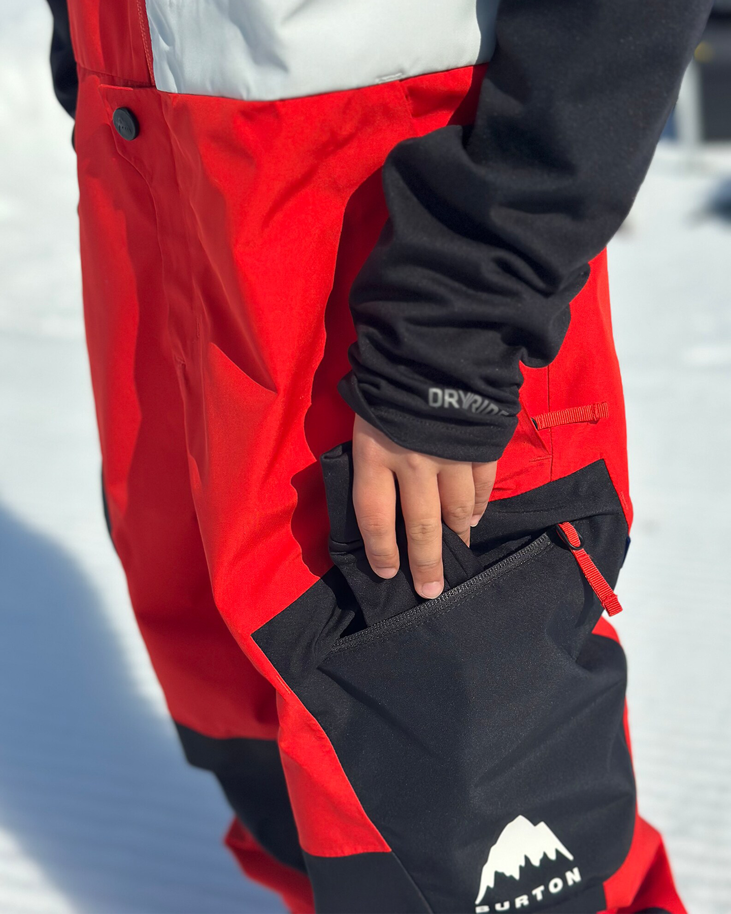 Burton Kids' Powline Gore-Tex 2L Snow Bib Pants - Flame Scarlet / True Black Kids' Snow Bibs - Trojan Wake Ski Snow