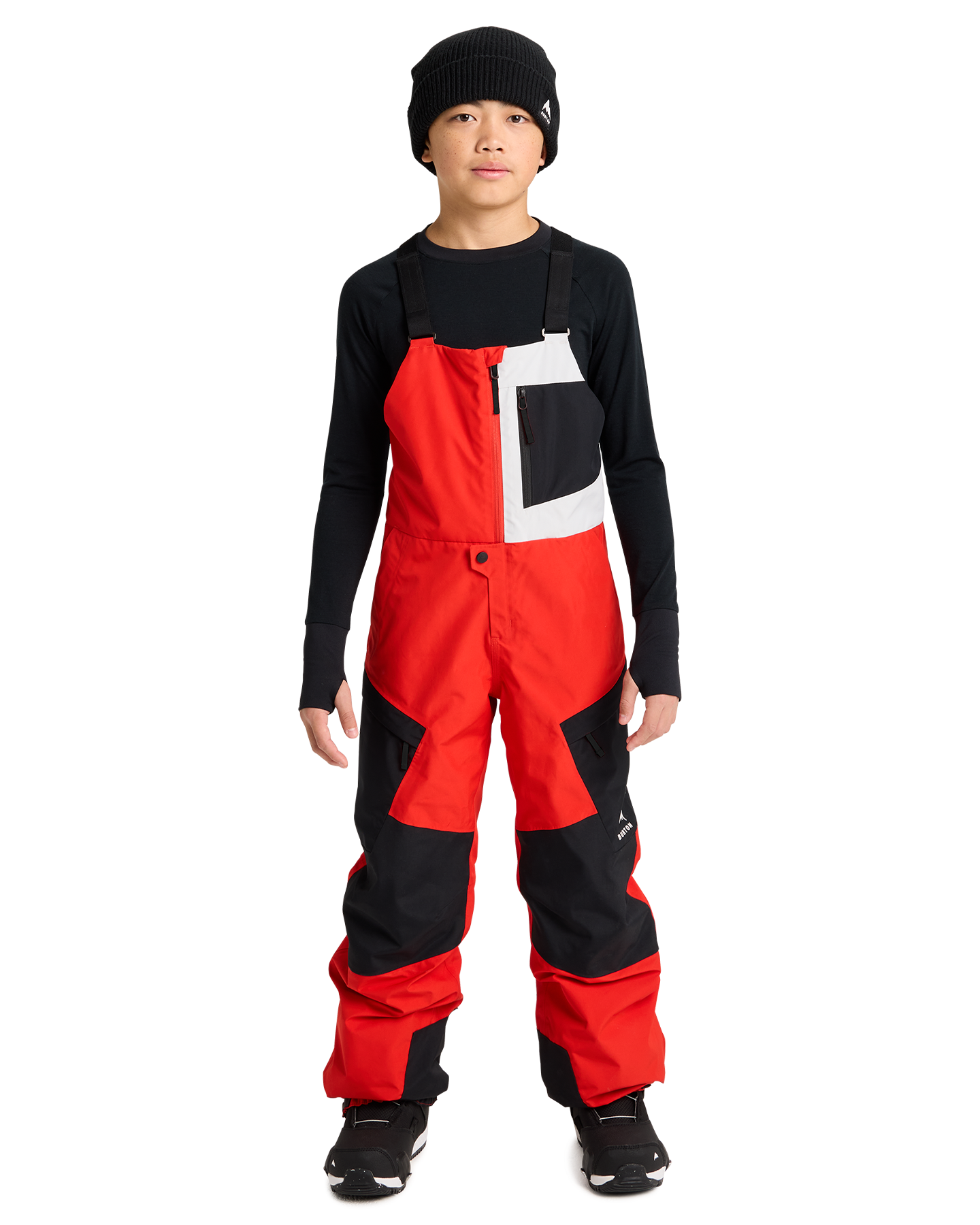 Burton Kids' Powline Gore-Tex 2L Snow Bib Pants - Flame Scarlet / True Black Kids' Snow Bibs - Trojan Wake Ski Snow