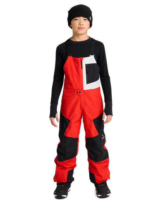 Burton Kids' Powline Gore-Tex 2L Snow Bib Pants - Flame Scarlet / True Black Kids' Snow Bibs - Trojan Wake Ski Snow