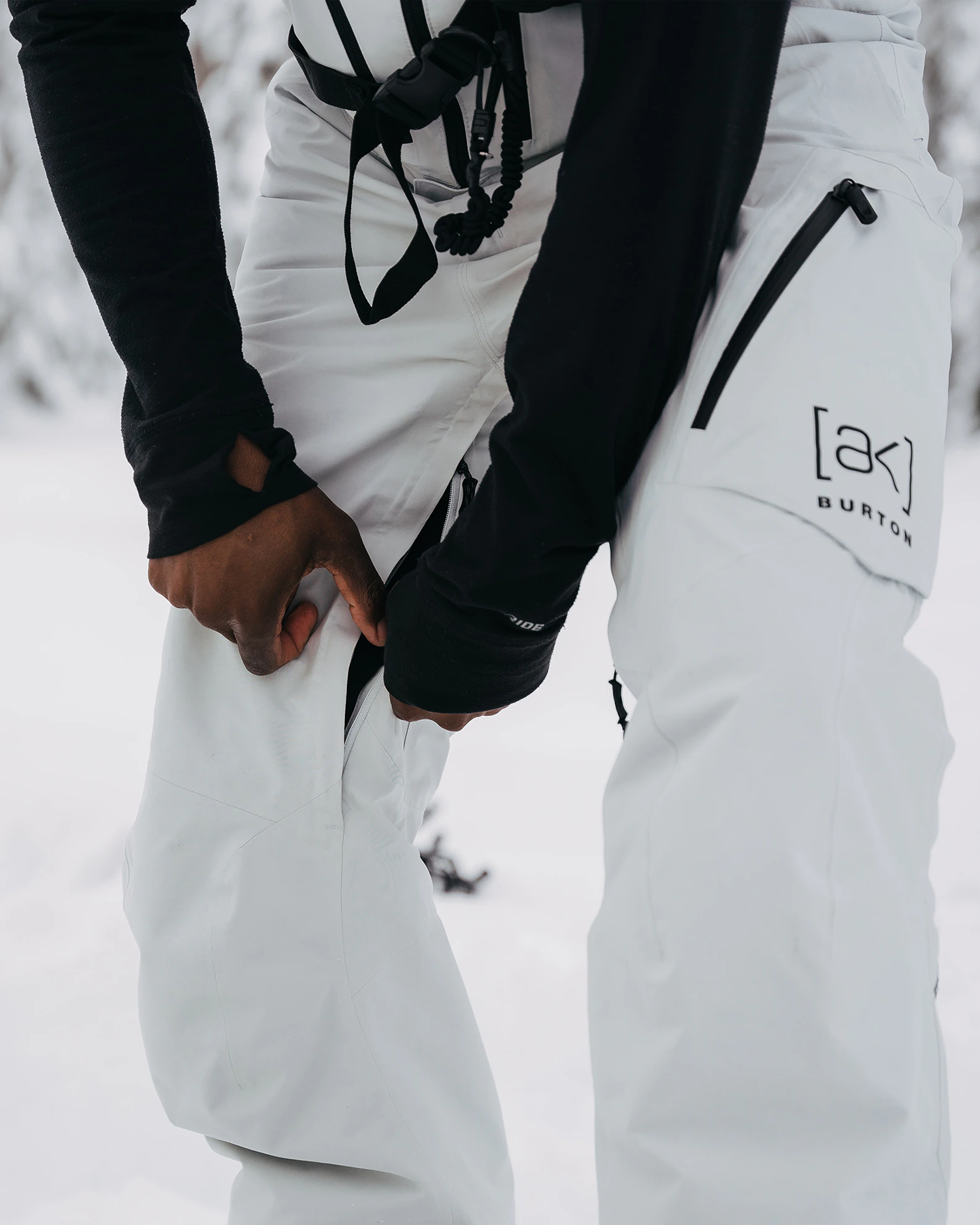 Burton Men's [ak]® Cyclic Gore-Tex 2L Bib Pants - Gray Cloud Men's Snow Bibs - Trojan Wake Ski Snow