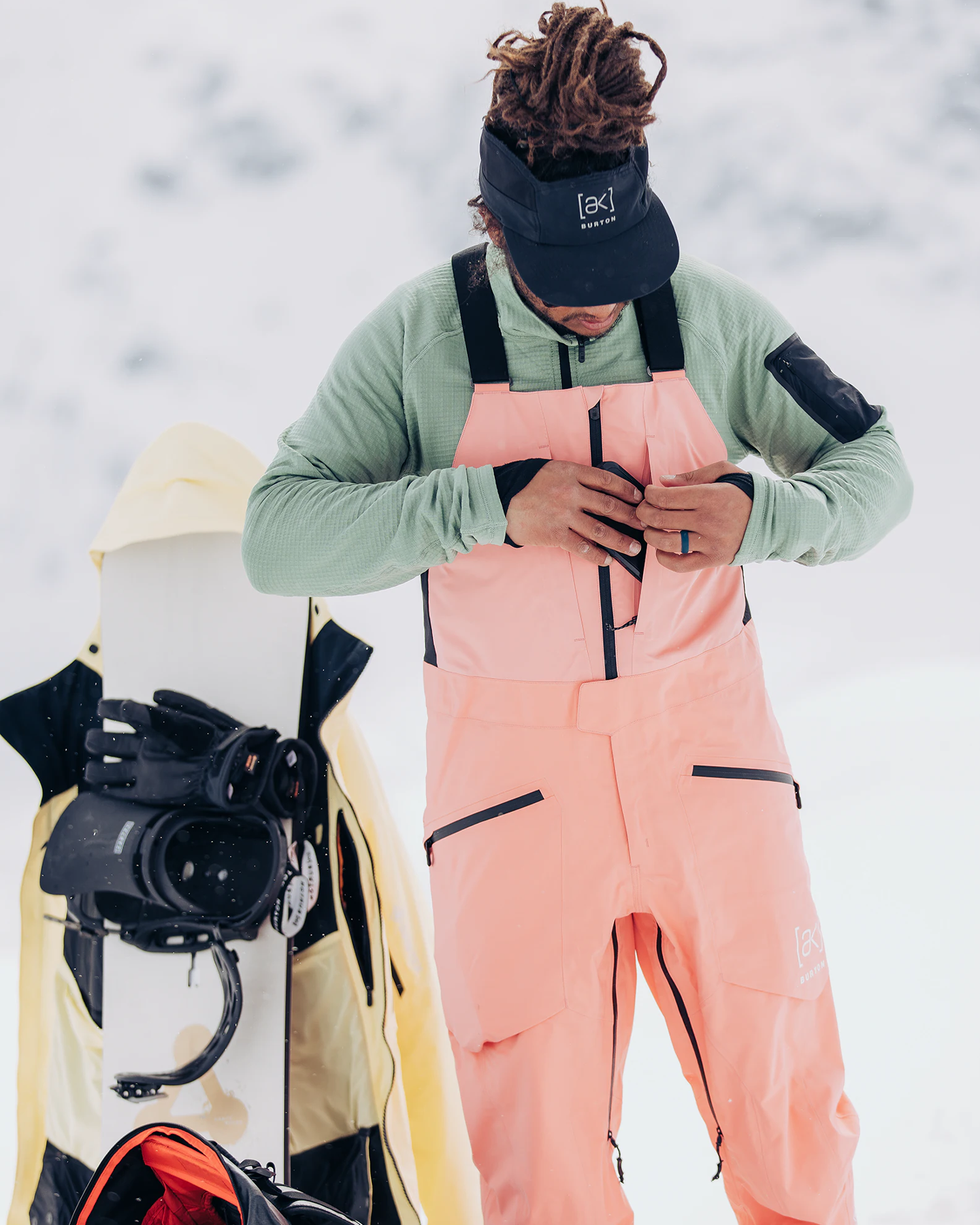 Burton Men's [ak]® Freebird Gore‑Tex 3L Stretch Bib Pants - Reef Pink Men's Snow Bibs - Trojan Wake Ski Snow