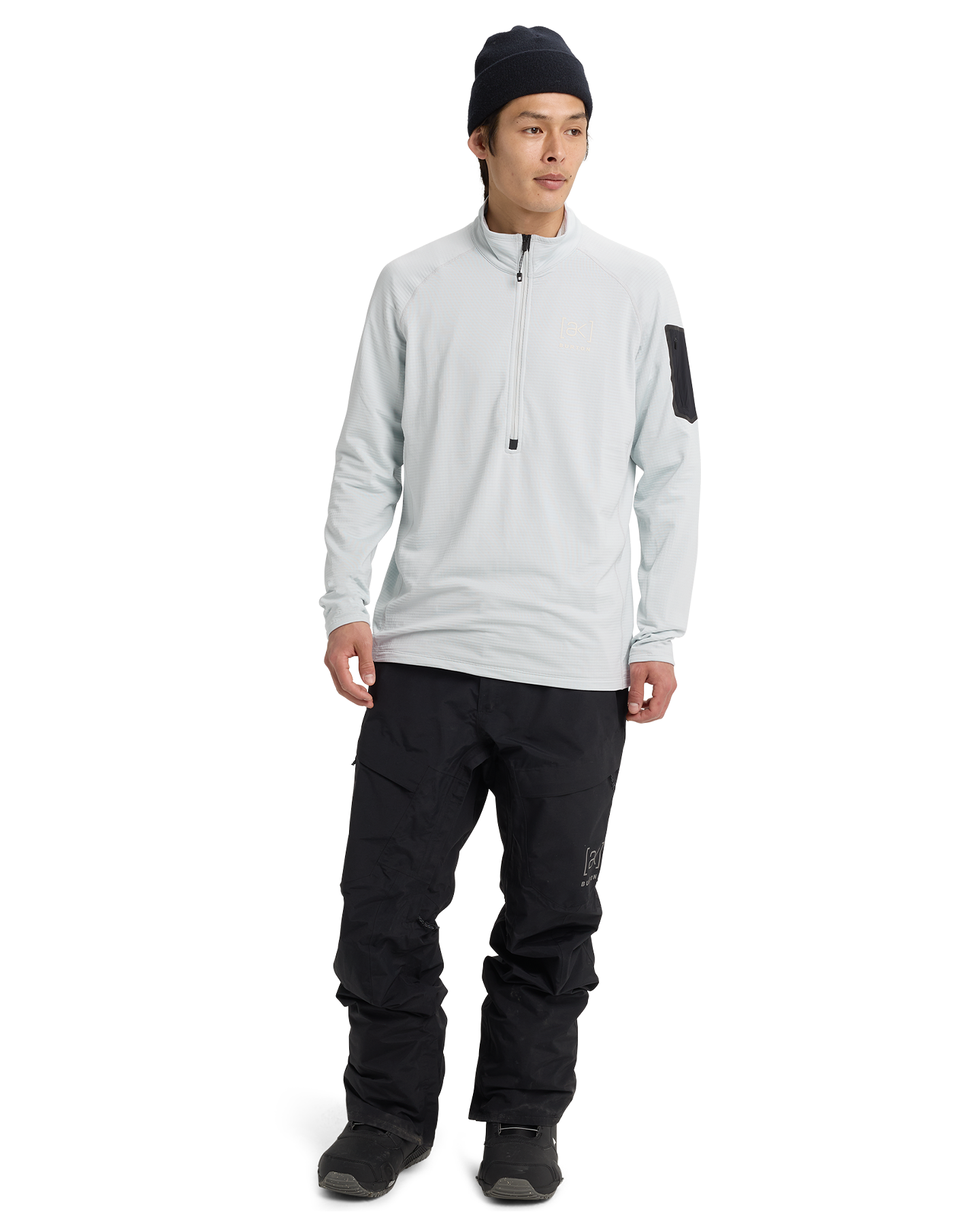 Burton Men's [ak]® Helium Grid Half-Zip Fleece - Gray Cloud Men's Fleece - Trojan Wake Ski Snow