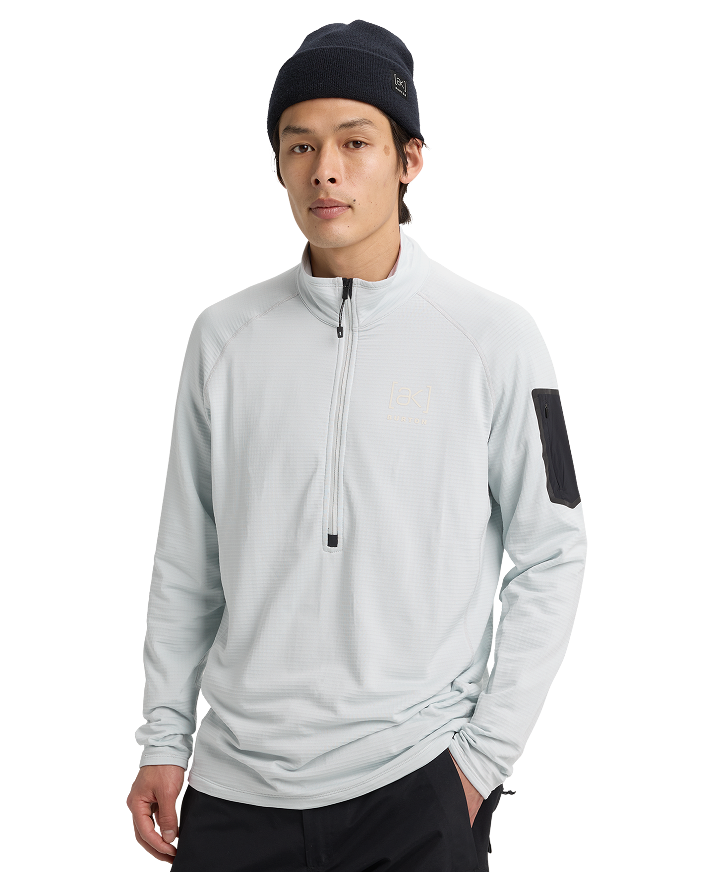 Burton Men's [ak]® Helium Grid Half-Zip Fleece - Gray Cloud Men's Fleece - Trojan Wake Ski Snow