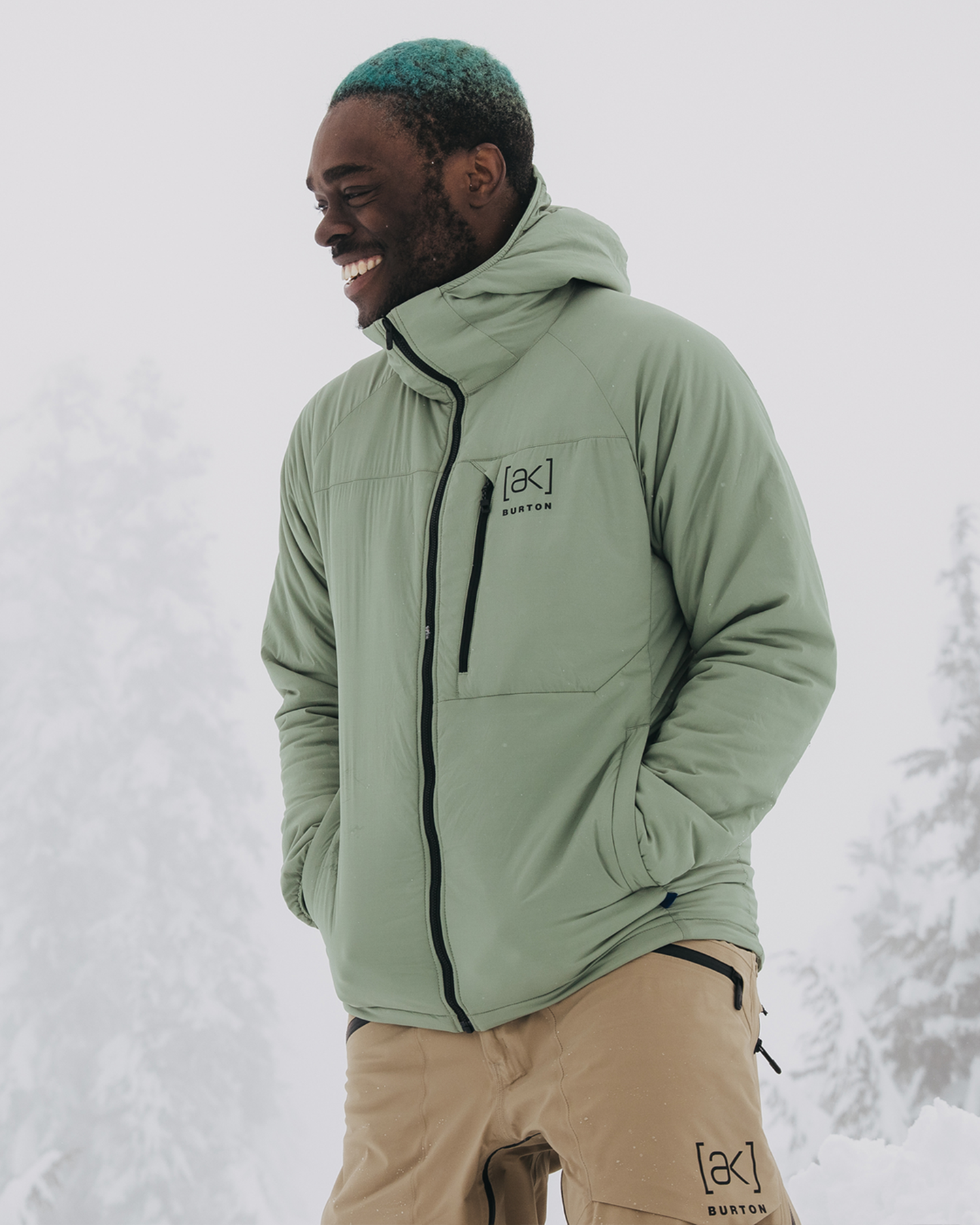 Burton Men's [ak]® Helium Hooded Stretch Insulated Jacket - Hedge Green Jackets - Trojan Wake Ski Snow