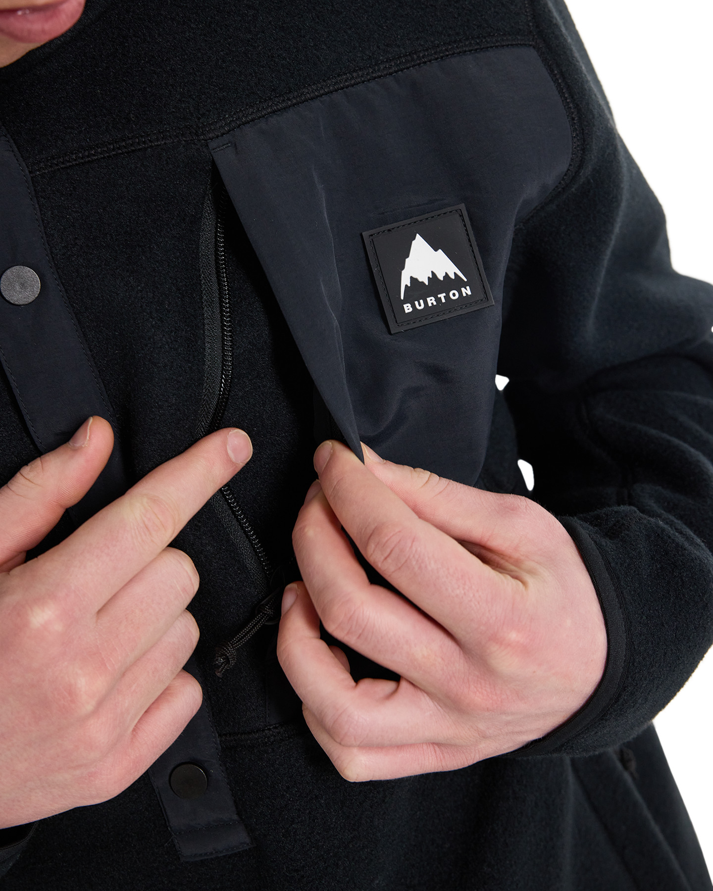 Burton Men's Cinder Fleece Pullover - True Black Men's Fleece - Trojan Wake Ski Snow