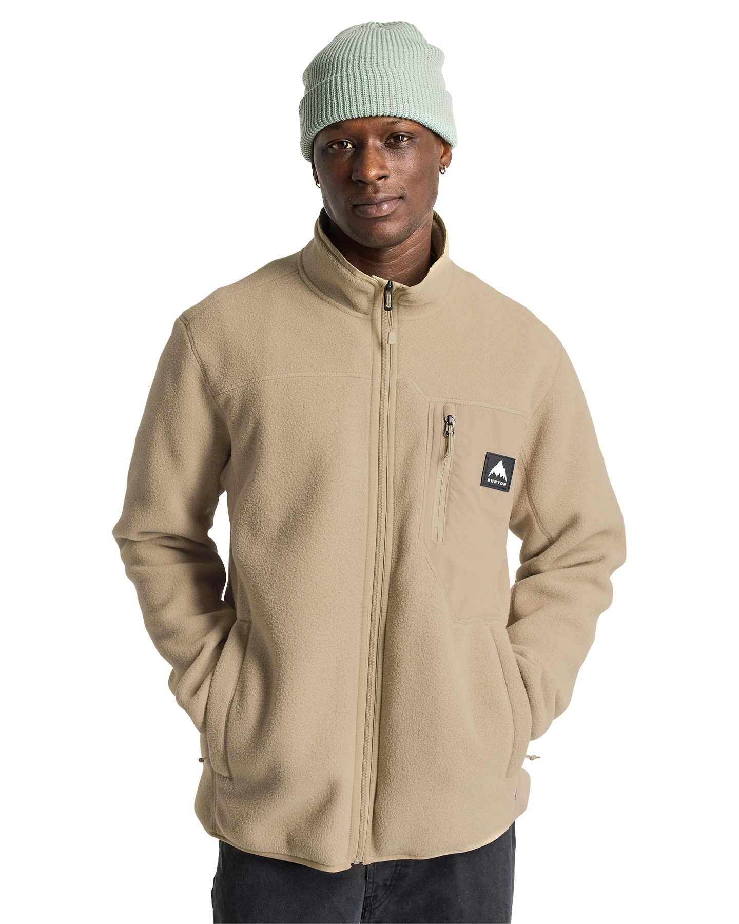 Burton Men's Cinder Full-Zip Fleece - Summit Taupe Men's Fleece - Trojan Wake Ski Snow