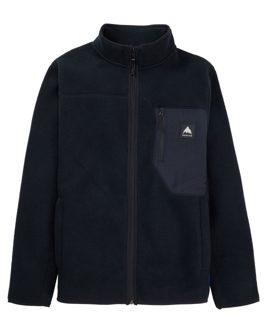 Burton Men's Cinder Full-Zip Fleece - True Black Men's Fleece - Trojan Wake Ski Snow