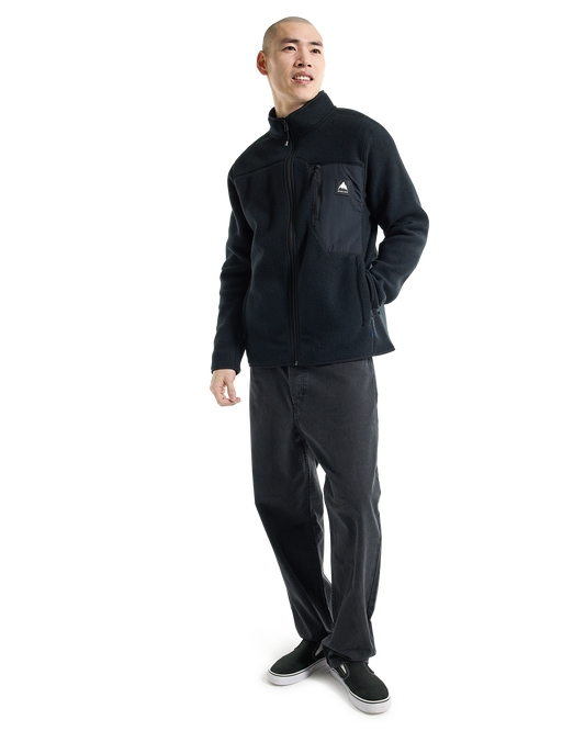 Burton Men's Cinder Full-Zip Fleece - True Black Men's Fleece - Trojan Wake Ski Snow
