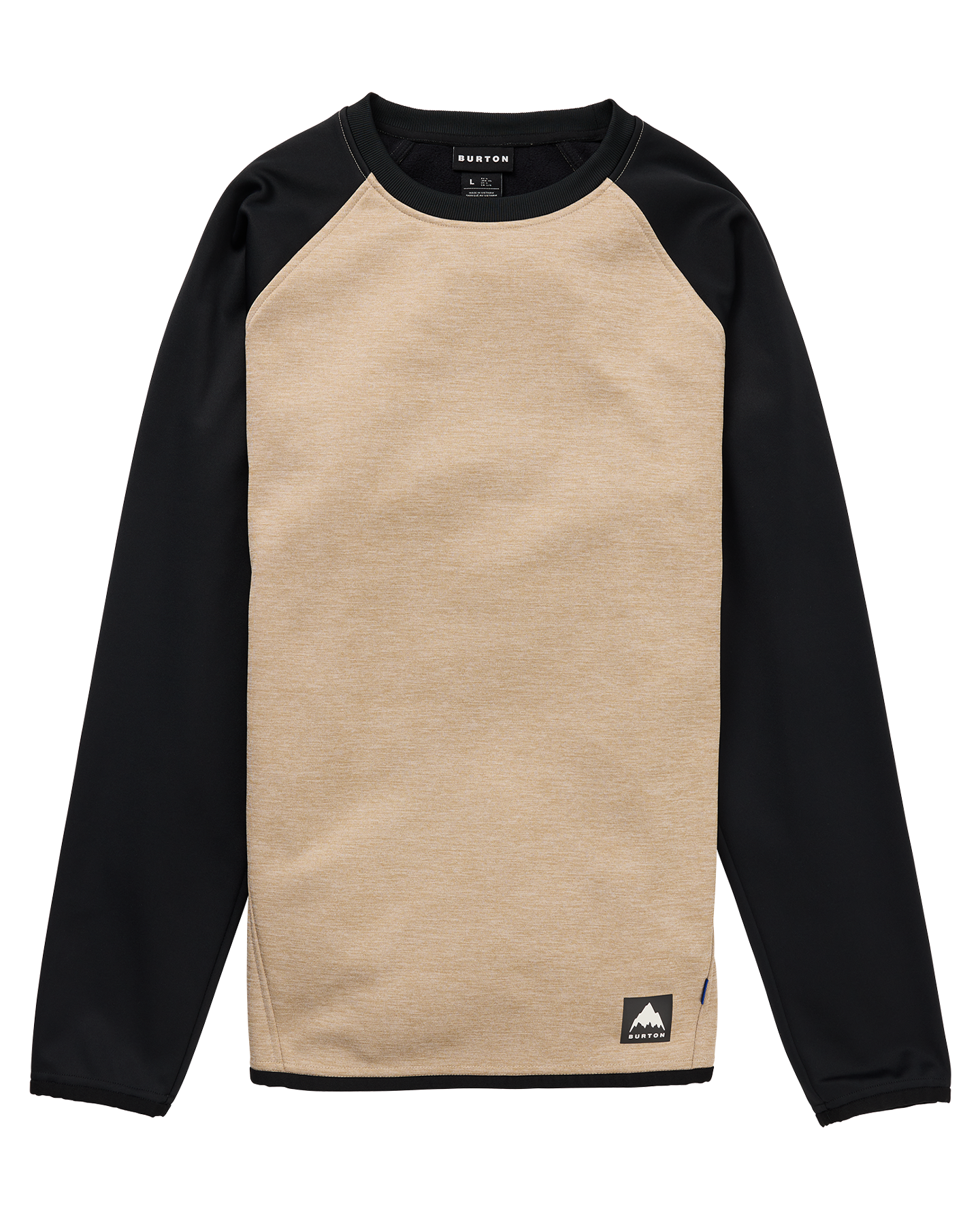 Burton Men's Crown Weatherproof Crewneck Fleece - Summit Taupe Heather/True Black Men's Fleece - Trojan Wake Ski Snow