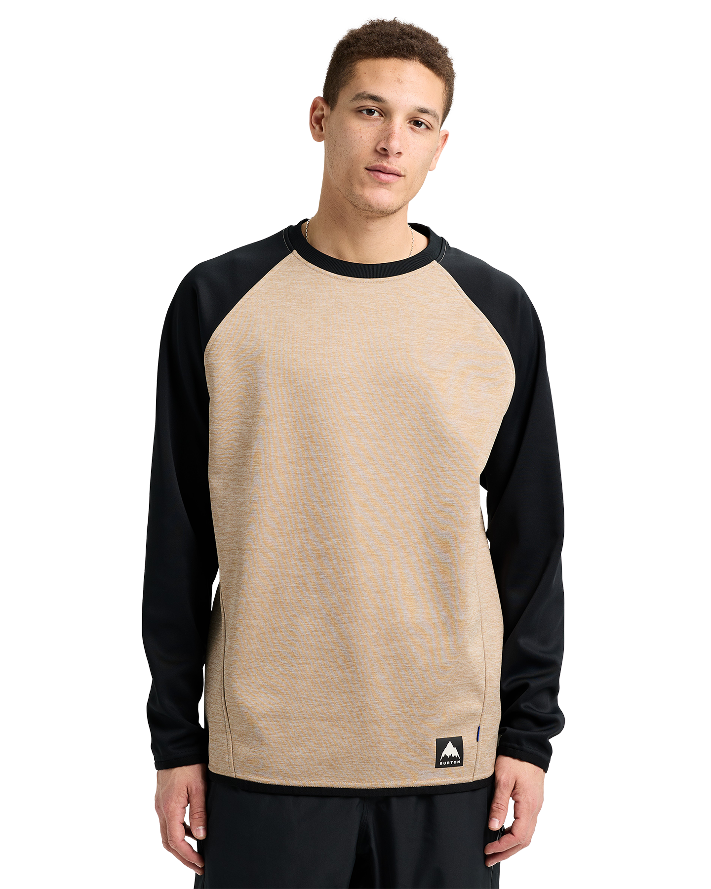 Burton Men's Crown Weatherproof Crewneck Fleece - Summit Taupe Heather/True Black Men's Fleece - Trojan Wake Ski Snow