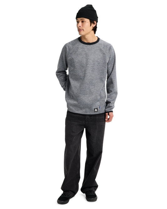 Burton Men's Crown Weatherproof Crewneck Fleece - True Black Heather Men's Fleece - Trojan Wake Ski Snow