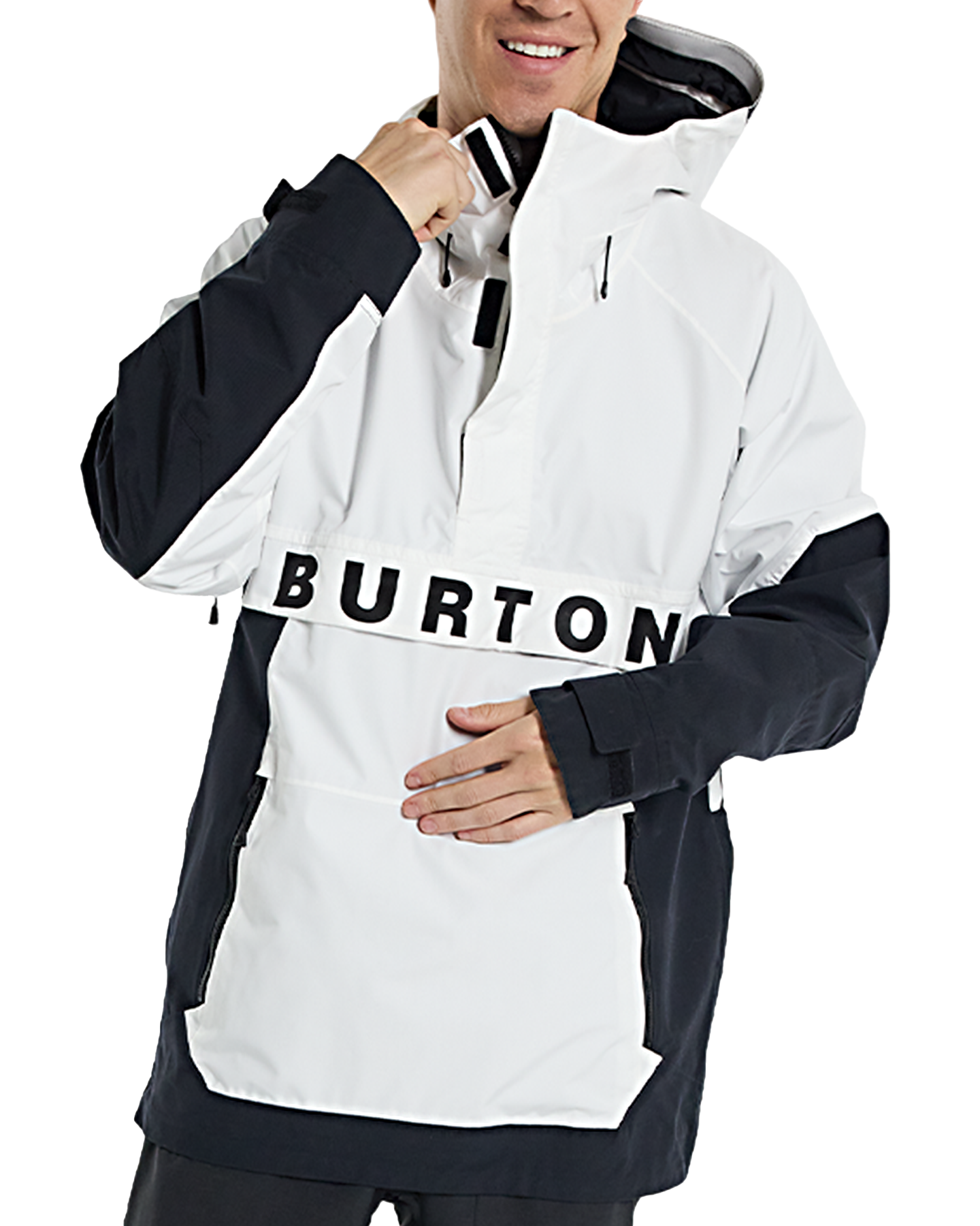 Burton Men's Frostner 2L Anorak Snow Jacket - Stout White/True Black Men's Snow Jackets - Trojan Wake Ski Snow