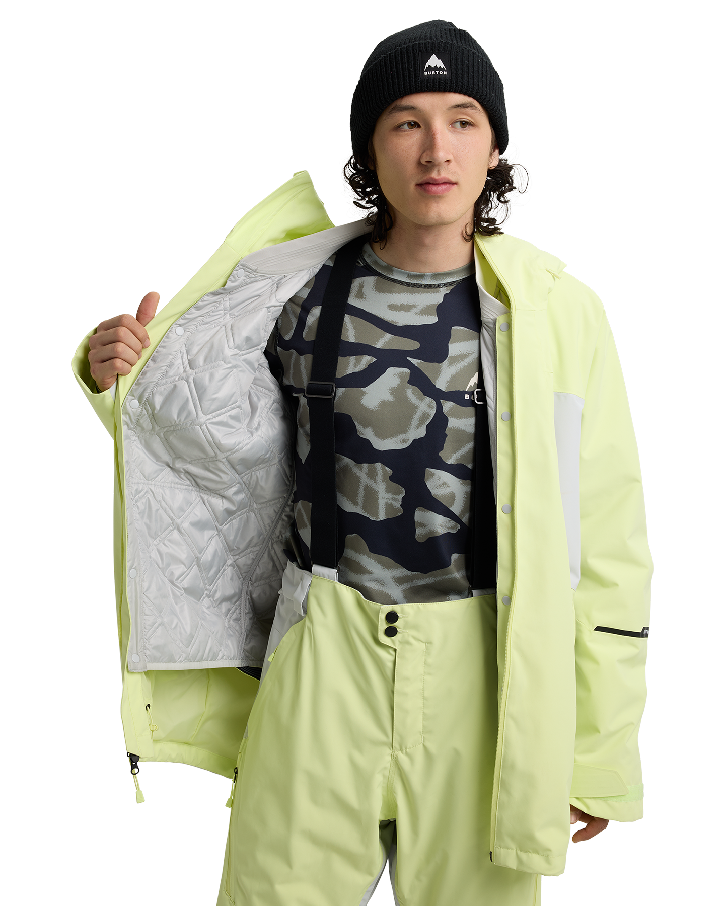 Burton Men's Reserve 2L 3-In-1 Snow Jacket - Glow Yellow Green/Gray Cloud Men's Snow Jackets - Trojan Wake Ski Snow