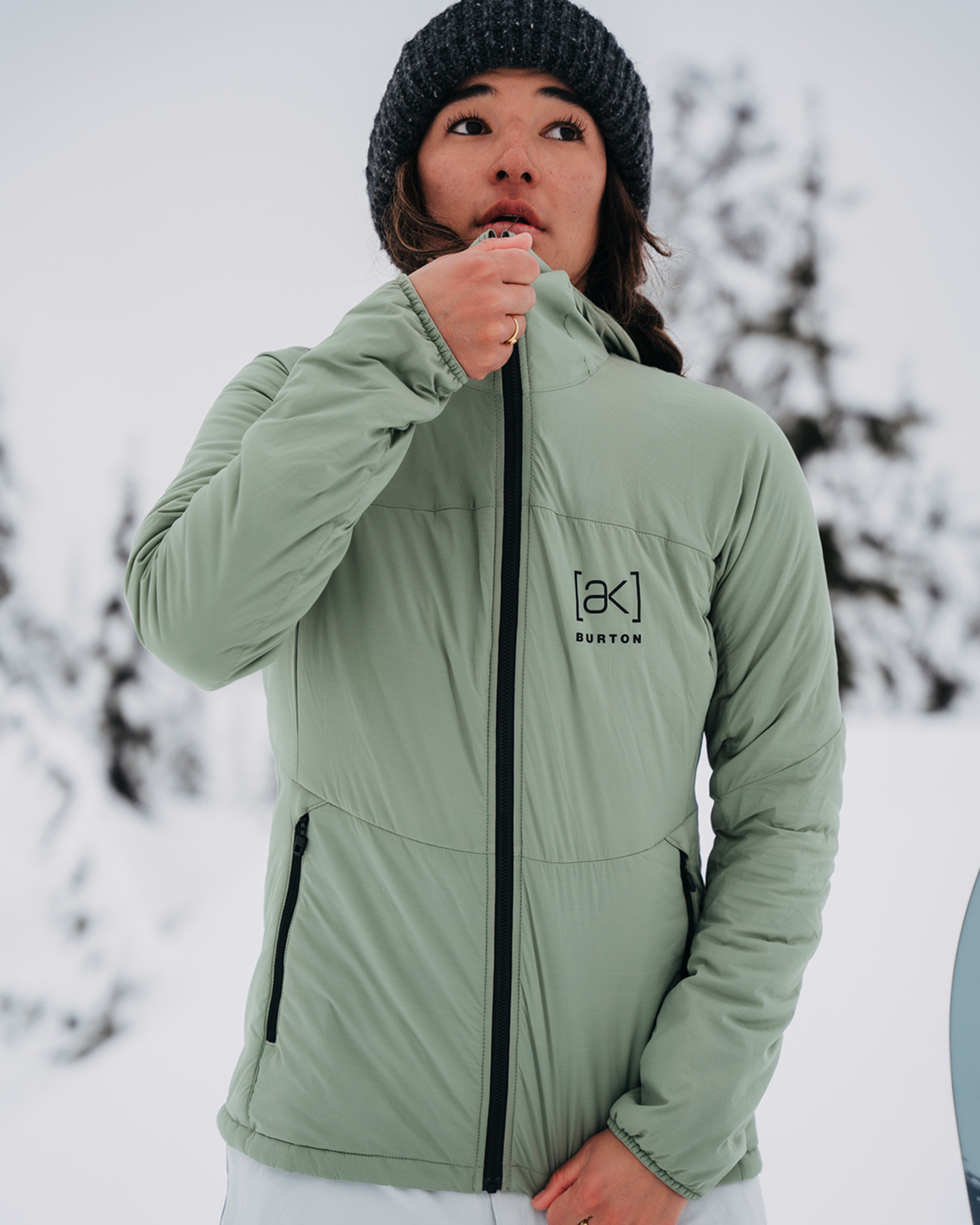 Burton Women's [ak]® Helium Hooded Stretch Insulated Jacket - Hedge Green Jackets - Trojan Wake Ski Snow