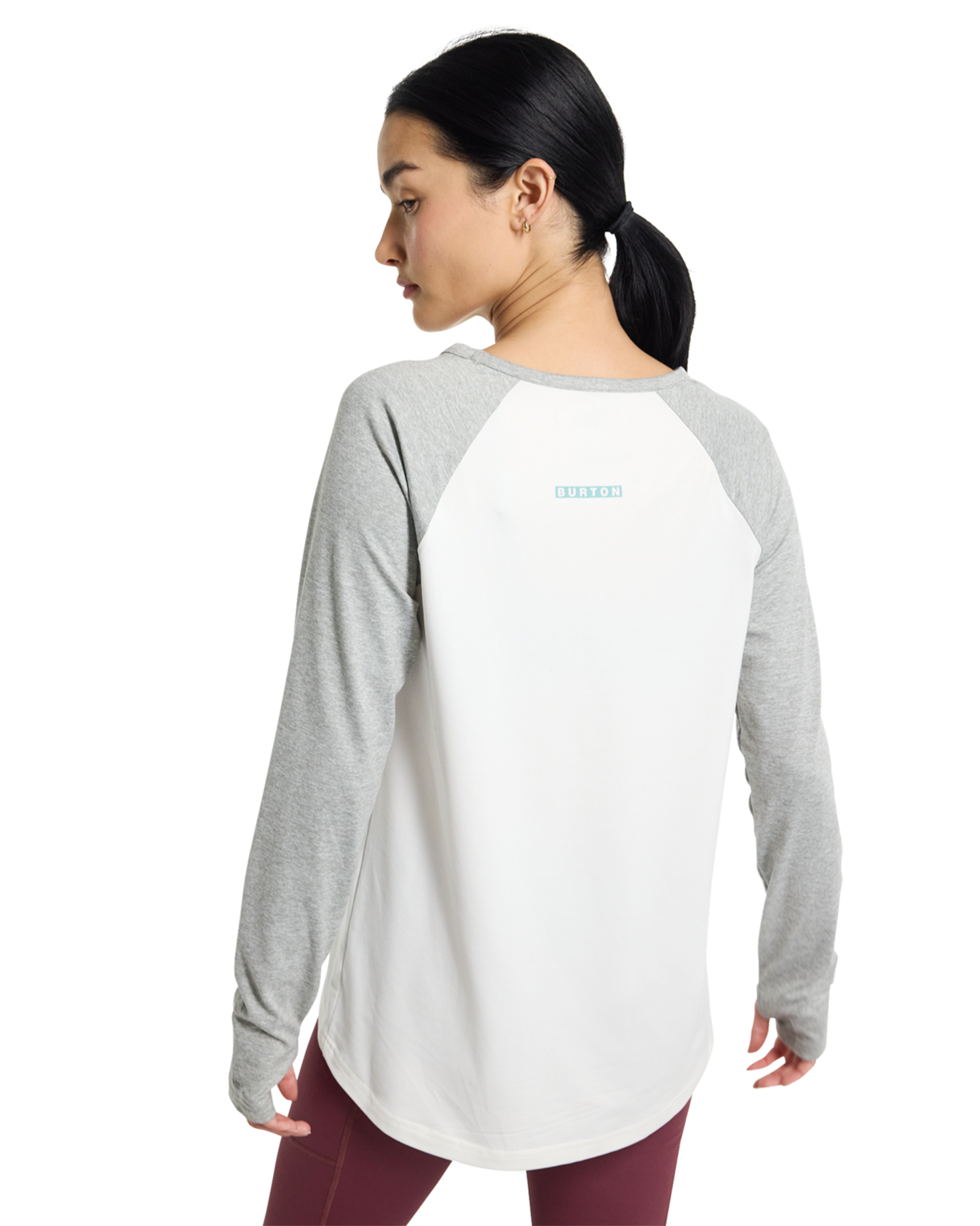 Burton Women's Burton Roadie Base Layer Tech T-Shirt - Stout White/Gray Heather Women's Thermals - Trojan Wake Ski Snow