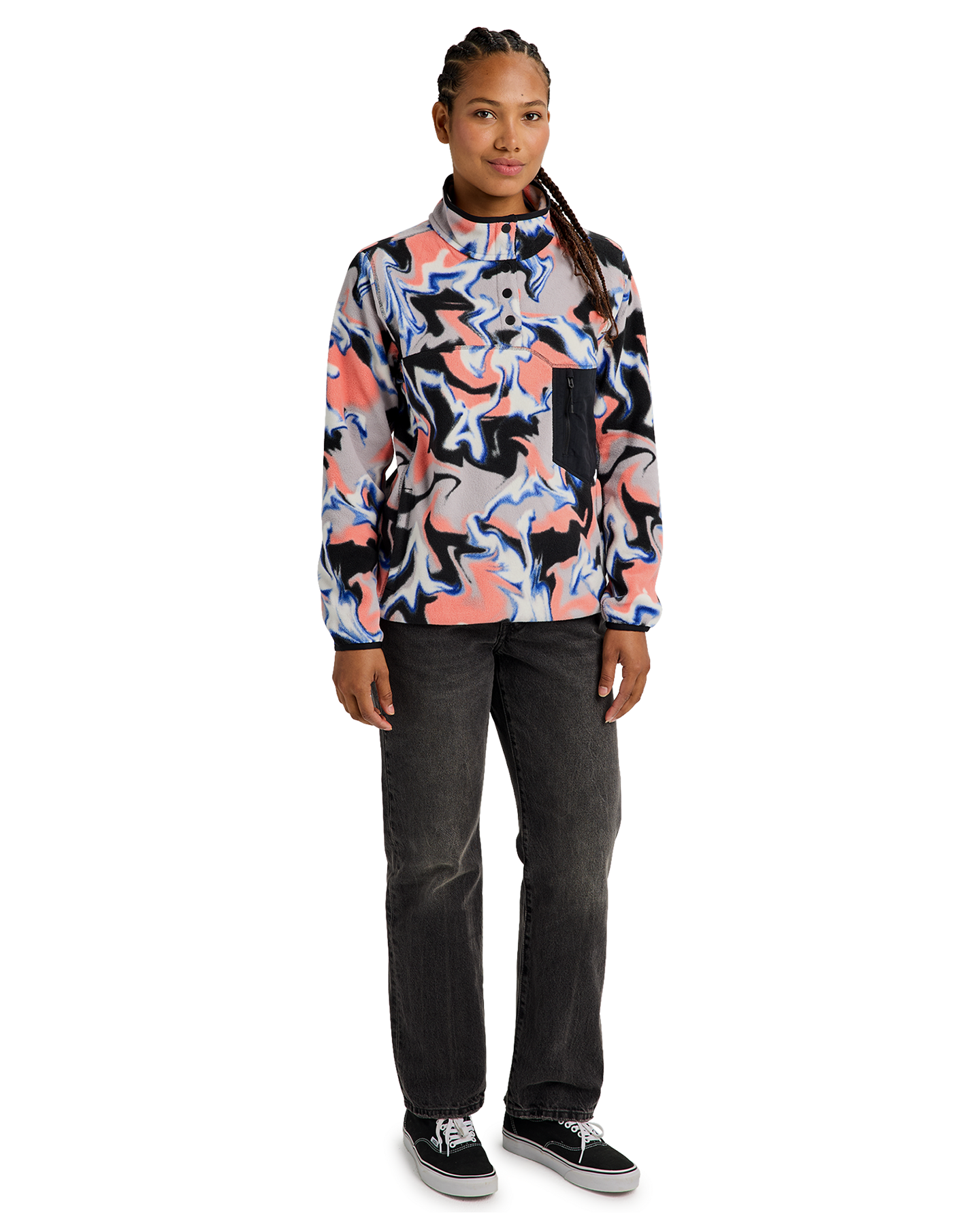 Burton Women's Cinder Fleece Pullover - Dazed Women's Fleece - Trojan Wake Ski Snow