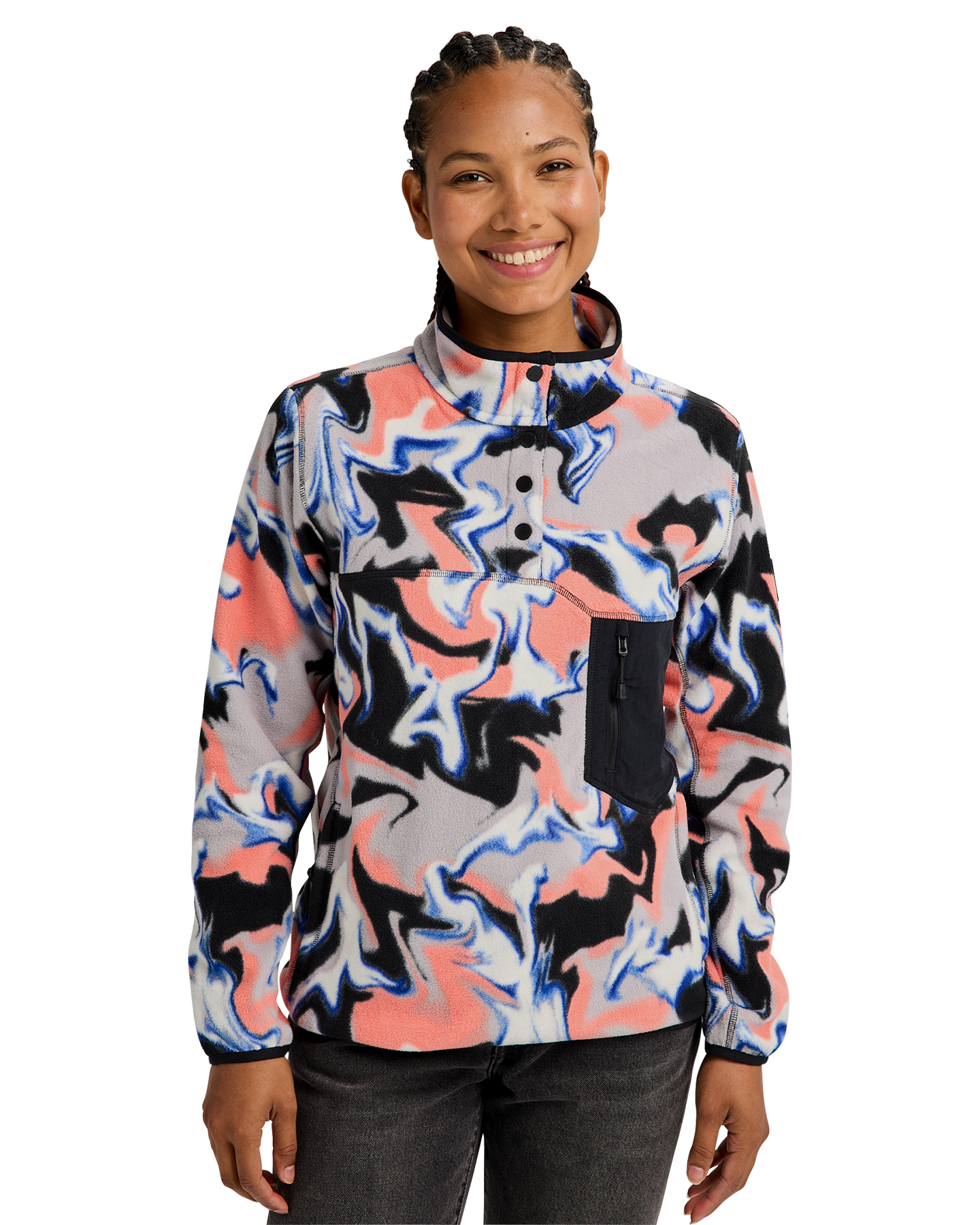Burton Women's Cinder Fleece Pullover - Dazed Women's Fleece - Trojan Wake Ski Snow