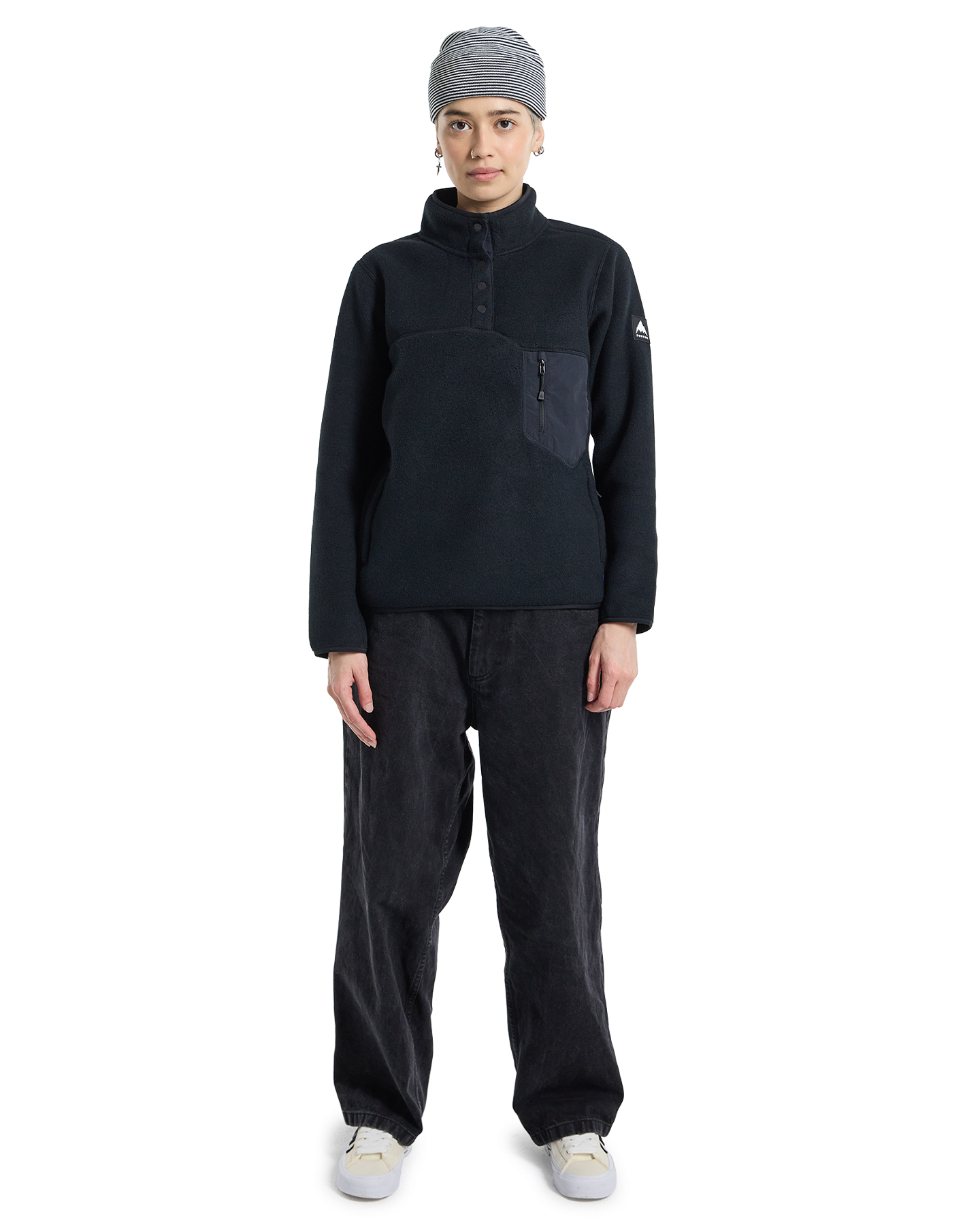 Burton Women's Cinder Fleece Pullover - True Black Women's Fleece - Trojan Wake Ski Snow