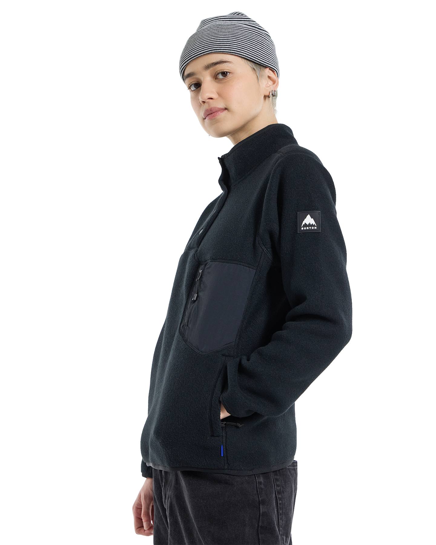 Burton Women's Cinder Fleece Pullover - True Black Women's Fleece - Trojan Wake Ski Snow