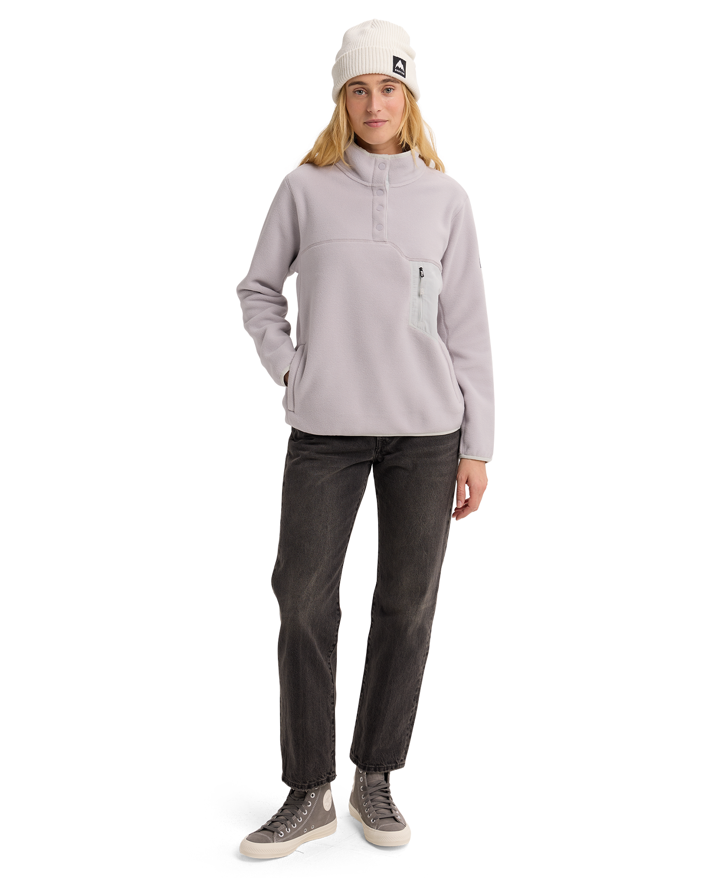 Burton Women's Cinder Fleece Pullover - Washed Lavender Women's Fleece - Trojan Wake Ski Snow