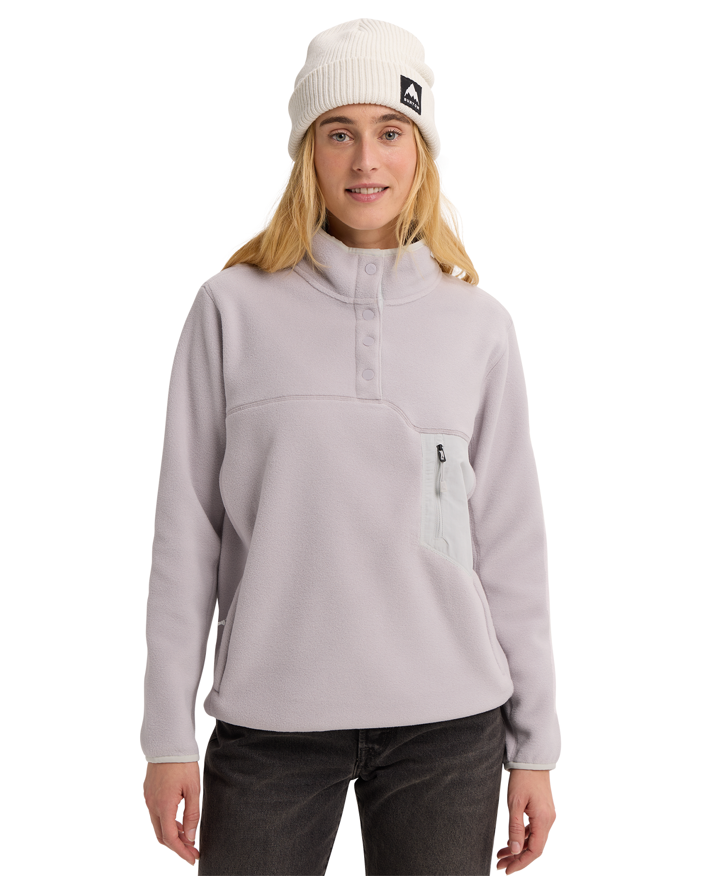 Burton Women's Cinder Fleece Pullover - Washed Lavender Women's Fleece - Trojan Wake Ski Snow