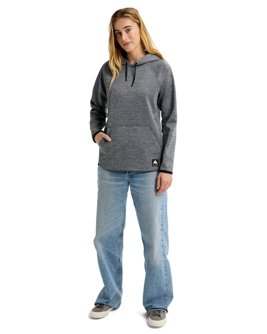 Burton Women's Crown Weatherproof Hoodie Pullover Fleece - True Black Heather Women's Hoodies - Trojan Wake Ski Snow