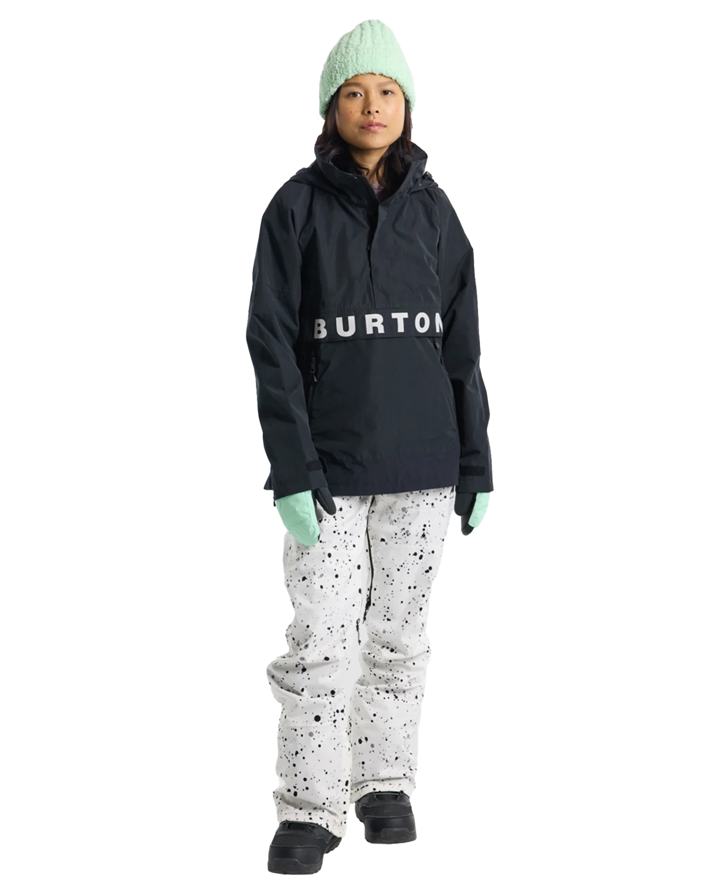 Burton Women's Frostner 2L Anorak Snow Jacket - True Black/Stout White Women's Snow Jackets - Trojan Wake Ski Snow