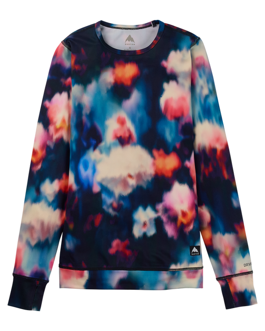 Burton Women's Midweight Base Layer Crewneck - Floral Blur Women's Thermal Tops - Trojan Wake Ski Snow