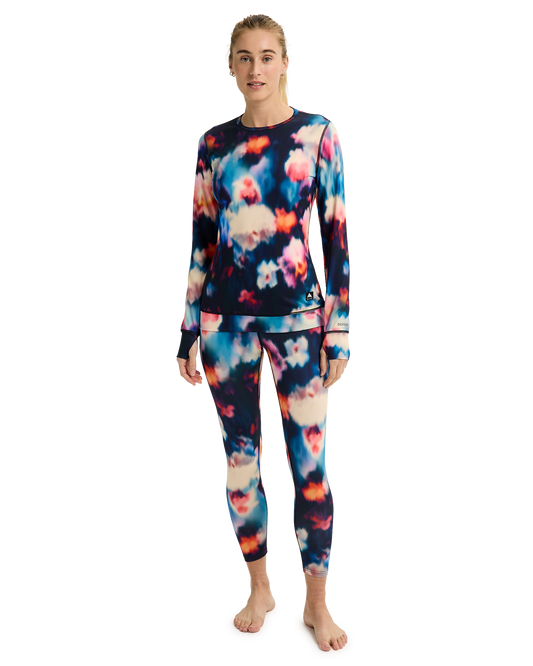 Burton Women's Midweight Base Layer Crewneck - Floral Blur Women's Thermal Tops - Trojan Wake Ski Snow