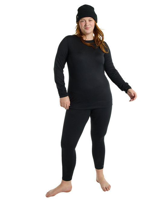 Burton Women's Midweight Base Layer Crewneck - True Black Women's Thermal Tops - Trojan Wake Ski Snow