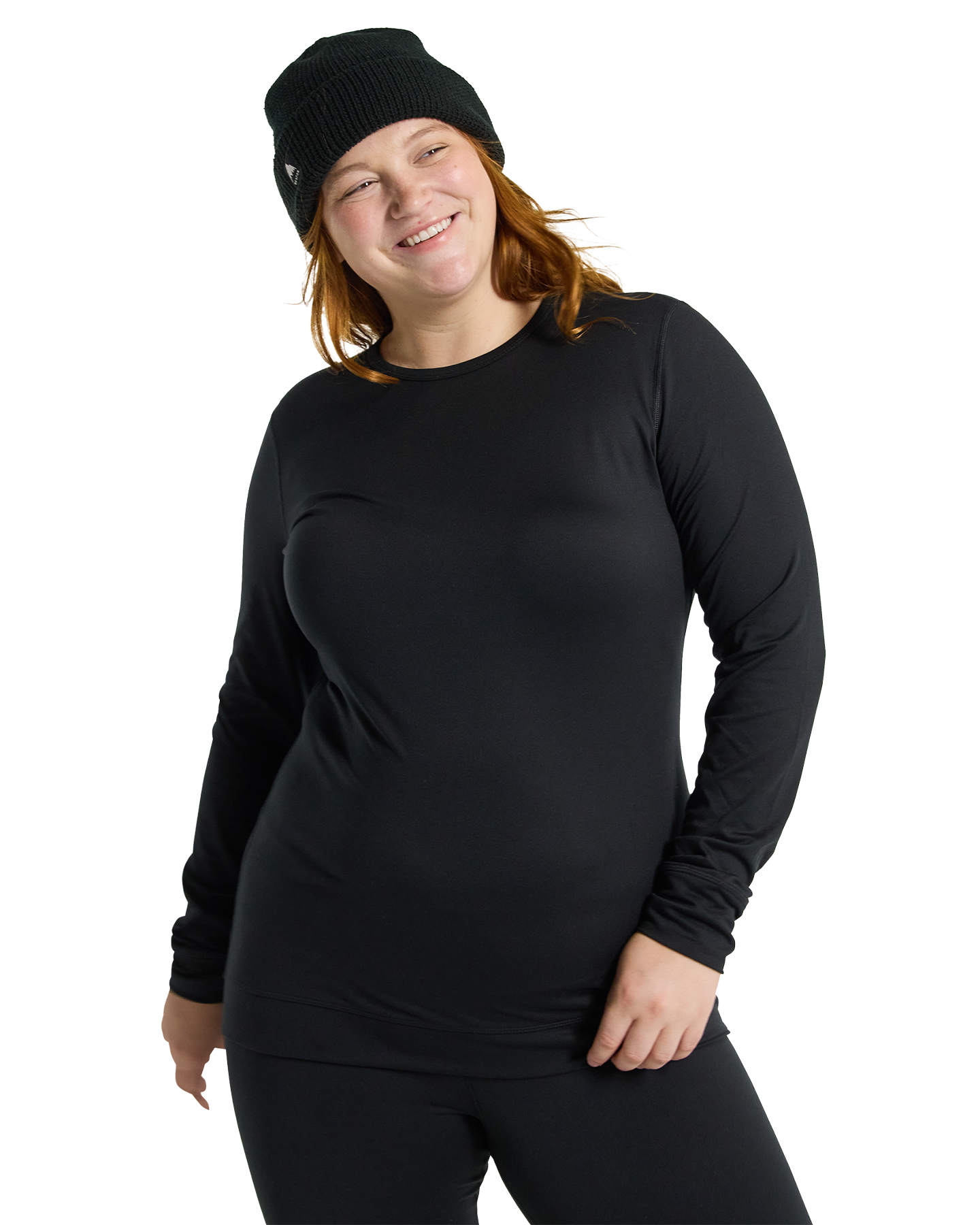 Burton Women's Midweight Base Layer Crewneck - True Black Women's Thermal Tops - Trojan Wake Ski Snow