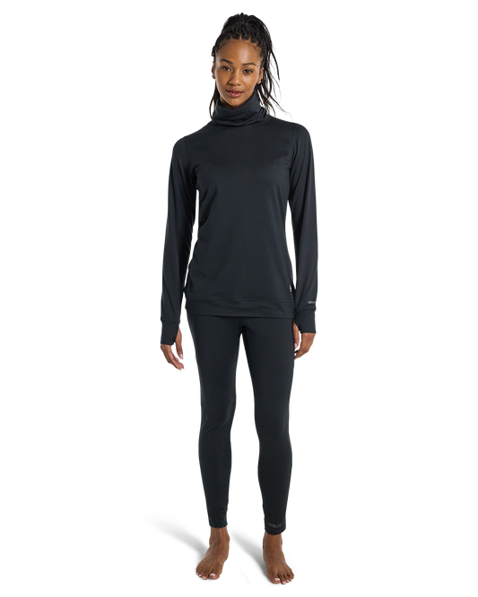 Burton Women's Midweight Base Layer Long Neck - True Black Women's Thermal Tops - Trojan Wake Ski Snow