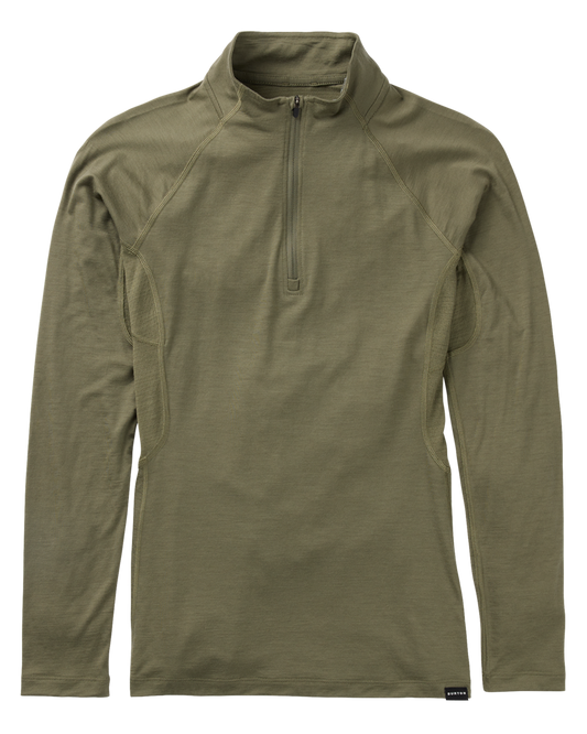 Burton Women's Phayse Merino Quarter-Zip First Layer - Forest Moss Women's Thermal Tops - Trojan Wake Ski Snow